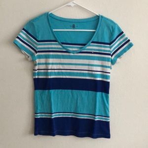Blue striped cotton top